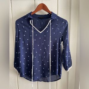 E Hanger M Navy Blue Kitty Cat Blouse S